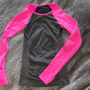 Gray and Pink longsleeve workout top